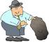 #29866 Clip Art Graphic of a Businessman Lifting a Boulder to Look Underneath by DJArt