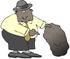 #29867 Clip Art Graphic of a Businessman Looking Under a Rock by DJArt