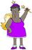 #30193 Clip Art Graphic of a Black Fairy Godmother Wearing a Purple Dress and Golden Wings, Holding a Magic Wand by DJArt