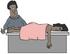 #30205 Clip Art Graphic of a Black Masseuse Woman Preparing To Wake A Relaxed Client After She Fell Asleep During A Massage by DJArt