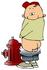 #30371 Clip Art Graphic of a Bad Boy Peeing on a Fire Hydrant by DJArt