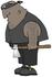 #30379 Clip Art Graphic of a Hairy Black Executioner Man Carrying an Ax by DJArt