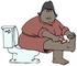 #30384 Clip Art Graphic of a Black Woman In A Pink Robe, Sitting On A Toilet And Shaving Her Leg by DJArt