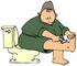 #30385 Clip Art Graphic of a White Woman In A Green Robe Sitting On A Toilet And Shaving Her Leg by DJArt