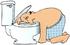 #30430 Clip Art Graphic of a Nauseated Caucasian Man With The Flu Leaning His Head Under The Toilet Seat After Throwing Up by DJArt