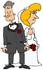 #30580 Clip Art Graphic of a Nervous Caucasian Groom Standing Beside His Blond Bride by DJArt