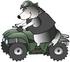 #30673 Clipart Illustration of a Tough Border Collie Doggy Driving a Green Quad by DJArt