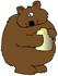 #30676 Clip Art Graphic of a Cute Chubby Bear Holding a Jar of Honey by DJArt