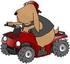 #30678 Clip Art Graphic of a Cute Hound Dog in a Vest, Boots and a Hat, Riding a Red Quad by DJArt