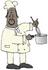 #30679 Clip Art Graphic of a Male African American Chef Stirring A Pot Of Food With A Whisk by DJArt