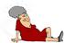 #30689 Clip Art Graphic of a Confused Elderly Caucasian Woman Seeing Stars And Lying On The Floor After Slipping by DJArt