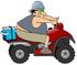 #30795 Clip Art Graphic of a Happy Caucasian Man Smiling While Speeding Past On A Red Quad by DJArt
