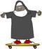 #30797 Clip Art Graphic of an African American Nun in Uniform, Skateboarding by DJArt