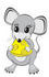 #31777 Clipart Illustration of an Adorable Little Gray Mouse Eating Yellow Cheese With Holes In It by Oleksiy Maksymenko