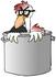 #32081 Clip Art Graphic of a Funny Chicken in a Pot, Wearing Glasses and a Hairy Nose by DJArt