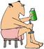 #32111 Clip Art Graphic of a Gay Caucasian Man Shaving His Legs With A Razor And Cream While Preparing For A Hot Date by DJArt