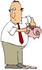 #32118 Clip Art Graphic of a Man Stealing Money From His Child’s Piggy Bank To Feed His Addiction Of Drugs Or Alcohol by DJArt