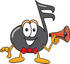 #33392 Clip Art Graphic of a Semiquaver Music Note Mascot Cartoon Character Holding a Megaphone by toons4biz