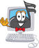 #33402 Clip Art Graphic of a Semiquaver Music Note Mascot Cartoon Character Waving From Inside a Computer Screen by toons4biz
