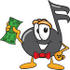 #33404 Clip Art Graphic of a Semiquaver Music Note Mascot Cartoon Character Holding a Dollar Bill by toons4biz