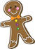 #33454 Clipart of a Smiling Gingerbread Man With Frosted Accents, A Bow And Candies by Maria Bell