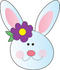 #33480 Clipart Of A Smiley Faced White Rabbit With A Purple Flower By Her Ear by Maria Bell