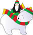 #33494 Christmas Clipart Of A Cute Penguin Riding On The Back Of A Friendly Polar Bear Wearing A Scarf by Maria Bell