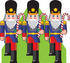 #33501 Christmas Clipart Of A Marching Group Of Three Toy Soldiers With Peppermint Candy Canes by Maria Bell