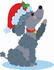#33510 Christmas Clipart Of A Cute Poodle Puppy Lifting Her Paw And Wearing A Santa Hat by Maria Bell