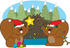 #33519 Christmas Clipart Of A Beaver Family Wearing Santa Hats And Decorating Their Dam For The Holiday by Maria Bell