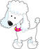 #33525 Clip Art Graphic of an Adorable White Poodle Puppy Dog, Newly Groomed, Wearing A Pink Collar by Maria Bell