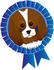 #33528 Clip Art Graphic of a Dog Show Winning King Charles Spaniel Puppy In The Center Of A Blue Ribbon by Maria Bell