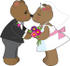 #33548 Clip Art Graphic of a Loving Teddy Bear Couple Kissing At Their Wedding by Maria Bell