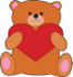 #33551 Clip Art Graphic of a Valentines Day Teddy Bear Holding A Big Red Heart by Maria Bell