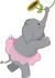 #33554 Clip Art Graphic of a Ballerina Elephant In A Pink Tutu, Dancing With A Sunflower by Maria Bell