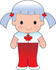 #33582 Clip Art Graphic of a White Haired Poppy Character Of Canada, Wearing A Cultural Flag Outfit by Maria Bell