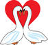 #33590 Clip Art Graphic of a Pair Of Loving Swans Gazing At Eachother In Front Of A Red Heart by Maria Bell