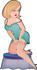#33624 Clip Art Graphic of a Dainty Blond Haired Character Lady In A Sexy Slip, Putting On Hoisery by Maria Bell