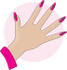 #33903 Clip Art Graphic of a Lady Showing Off Her Manicured Fingernails With Daisy Flowers In Pink Acrylic by Maria Bell