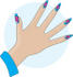 #33947 Clip Art Graphic of a Lady’s Hand With Butterfly Decals On Blue Acrylic Nails by Maria Bell