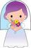 #34090 Clipart Illustration of a Purple Haired Bride In A Veil And Wedding Gown, Holding A Bouquet Of Flowers by Maria Bell