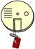 #34098 Clip Art Graphic of a Battery Hanging Out Of A Smoke Detector by DJArt