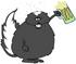 #34113 Clip Art Graphic of Drunk As A Skunk, A Fat Skunk Drinking Beer From A Mug And Holding The Class Up by DJArt