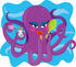 #34133 Clip Art Graphic of a Beautiful Purple Octopus Applying Makeup And Using A Hand Mirror by Maria Bell