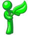#34202 Clip Art Graphic of a Green Guy Character Wearing A Business Tie And Holding A Giant Green Organic Leaf by Jester Arts