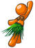 #34209 Clip Art Graphic of an Orange Woman Character In Coconut Shells And A Grass Skirt, Hula Dancing At A Hawaiian Luau by Jester Arts