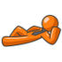 #34253 Clip Art Graphic of an Orange Guy Character Wearing A Business Tie, Kicking Back And Lying Down, Resting His Head On His Arm by Jester Arts