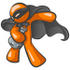 #34262 Clip Art Graphic of an Orange Guy Character In A Black Mask And Bandit Cape, Stealing A Bag Of Money by Jester Arts
