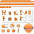 #34351 Clip Art Graphic of an Orange Guy Character Web Designer Kit With Tabs, Icons And People by Jester Arts