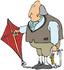 #35604 Clip Art Graphic of Benjamin Franklin Conducting His Electrical Experiment With a Skeleton Key on a Rope to a Red Flag by DJArt